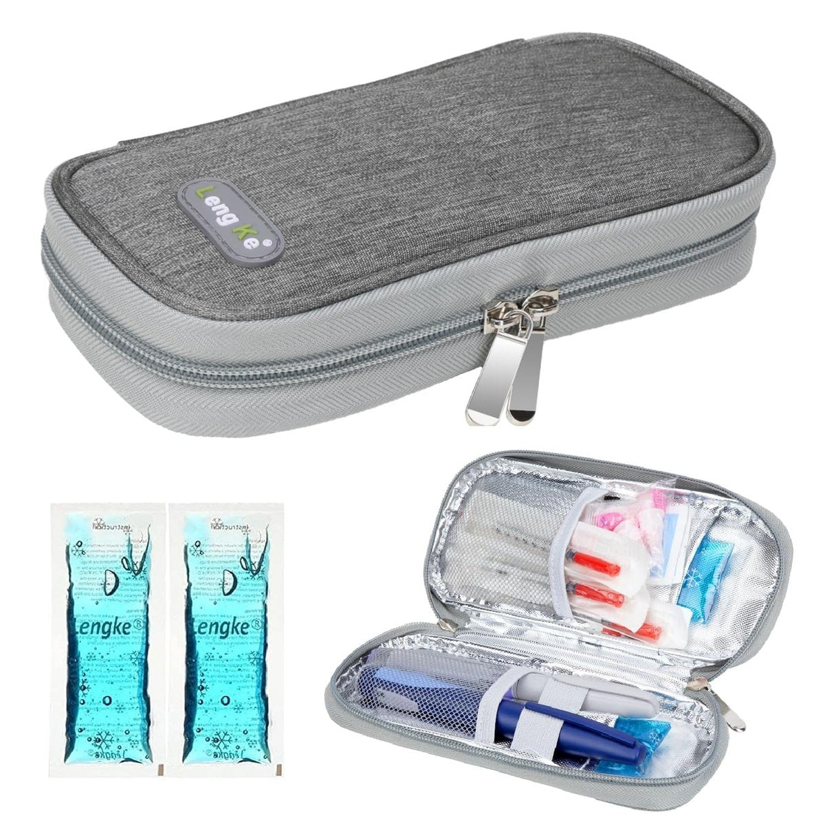 YOUSHARES Insulin-Kühltasche Reiseetui, Diabetiker-Reiseetui TSA-geprüft mit 2 Kühlakkus für GLP-1, Ozempic, Insulin-Pens und Insulinfläschchen für den täglichen Gebrauch und Reisen