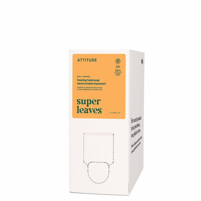 ATTITUDE Nachfüllpackung für Schaumseifenspender, EWG-zertifiziert, dermatologisch getestet, pflanzlich & mineralisch, vegan, Duft Orangenblüte & Eukalyptus, 2 l