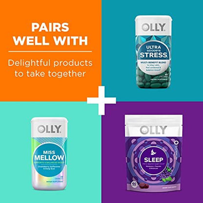 OLLY Hello Happy Gummy Worms – Stimmungs-Gummibärchen für Erwachsene mit Safranextrakt & Vitamin D, tropischer Geschmack, 60 Stück (30 Tage Vorrat)