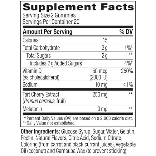 OLLY Muscle Recovery Sleep Gummies – Einschlafhilfe mit Melatonin, Tart Cherry Extrakt & Vitamin D, Beeriger Geschmack, 40 Gummis (20 Tage Vorrat)