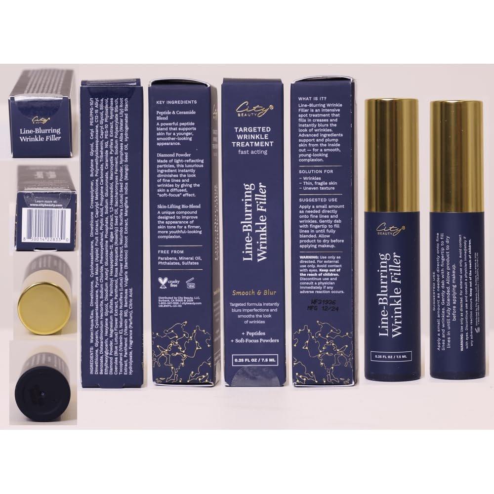 City Beauty Line-Blurring Wrinkle Filler – Spot-Behandlung gegen Falten & feine Linien – Glatte, gestraffte & hydratisierte Haut für Gesicht & Hals – Reine Formel mit Peptiden & Diamantpulver