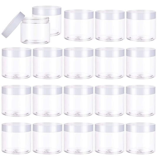 20 Stück 2oz Plastik-Dosen mit Deckel (Weiß) – Nachfüllbare Aufbewahrungsbehälter für Kosmetik, Süßigkeiten, Perlen, Slime, Basteln, Cremes & Geschenke