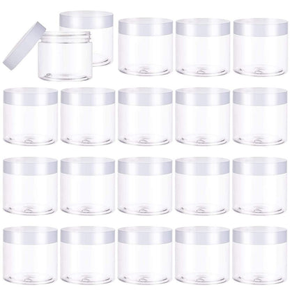 20 Stück 2oz Plastik-Dosen mit Deckel (Weiß) – Nachfüllbare Aufbewahrungsbehälter für Kosmetik, Süßigkeiten, Perlen, Slime, Basteln, Cremes & Geschenke