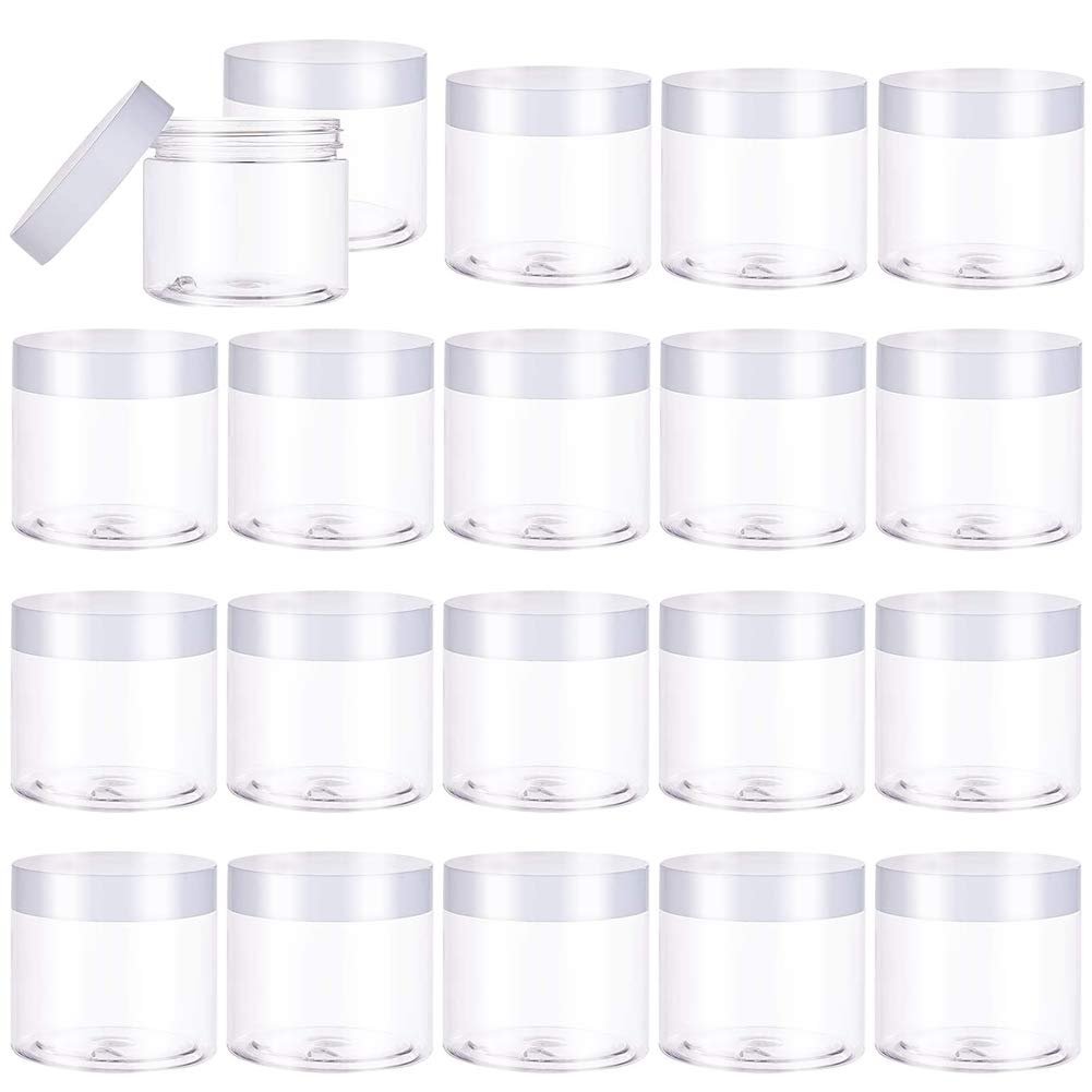 20 Stück 2oz Plastik-Dosen mit Deckel (Weiß) – Nachfüllbare Aufbewahrungsbehälter für Kosmetik, Süßigkeiten, Perlen, Slime, Basteln, Cremes & Geschenke