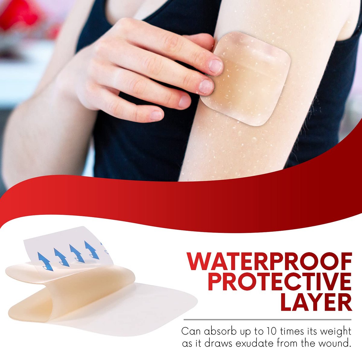 Healqu Hydrokolloid Wundauflage - 5x5 cm dünn - 20 Stück steril - wasserdicht und saugfähig für Druckgeschwüre, Schürfwunden und mehr