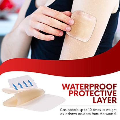 Healqu Hydrokolloid Wundauflage - 5x5 cm dünn - 20 Stück steril - wasserdicht und saugfähig für Druckgeschwüre, Schürfwunden und mehr