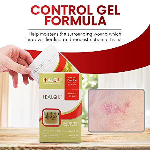 Healqu Hydrokolloid Wundauflage - 5x5 cm dünn - 20 Stück steril - wasserdicht und saugfähig für Druckgeschwüre, Schürfwunden und mehr