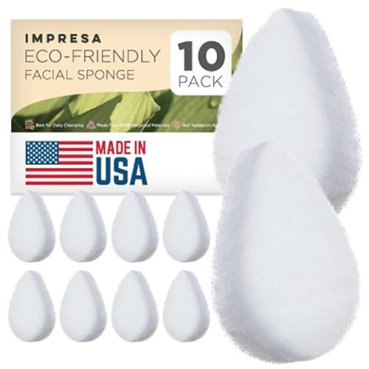 Impresa Gesichtspeeling-Pads – 10 Stück, Weiß – Gesichtsschwämme für Tiefenreinigung & Hautpeeling