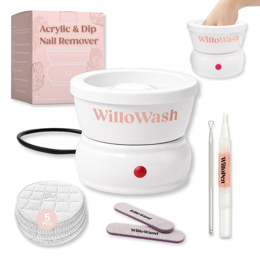 Willowash Elektrisches Aceton-Nagelentferner-Bad – Acryl- & Dip-Puder-Einweichset, beheizte Nagel-Einweichschale für schnelle Nagelentfernung (nicht für Gel-Nägel)