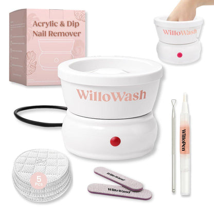 Willowash Elektrisches Aceton-Nagelentferner-Bad – Acryl- & Dip-Puder-Einweichset, beheizte Nagel-Einweichschale für schnelle Nagelentfernung (nicht für Gel-Nägel)