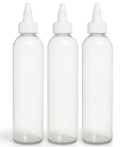 BRIGHTFROM Twist Top Applikatorflaschen, 8 oz Kristallklar, Quetschbare leere Plastikflaschen, BPA-frei, PET, nachfüllbar, Öffnen/Schließen Düse - Mehrzweck (3er-Pack)