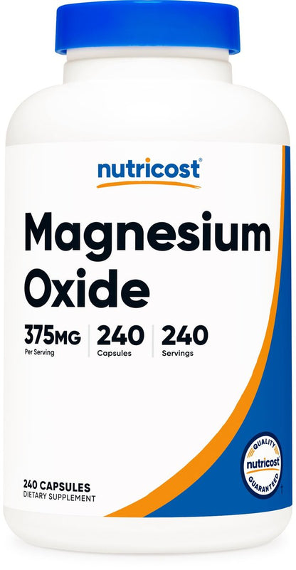 Nutricost Magnesiumoxid 375mg, 240 Kapseln – 210mg Magnesium, Non-GMO, Glutenfrei