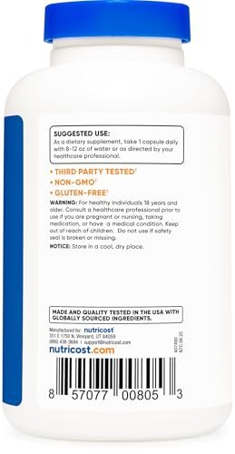Nutricost Magnesiumoxid 375mg, 240 Kapseln – 210mg Magnesium, Non-GMO, Glutenfrei