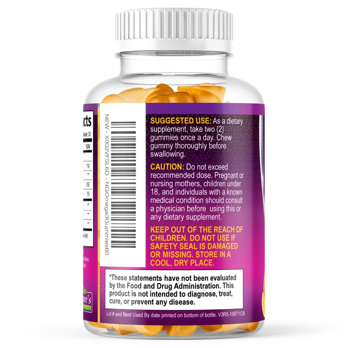 Omega-3 Fischöl Gummibärchen - Extra starkes Omega-3-Präparat mit hoch absorbierbarem EPA & DHA - Beste essentielle Fettsäuren für Herzgesundheit, Gehirn- & Gelenkunterstützung, Nicht-GMO Orangen-Geschmack - 60 Gummibärchen