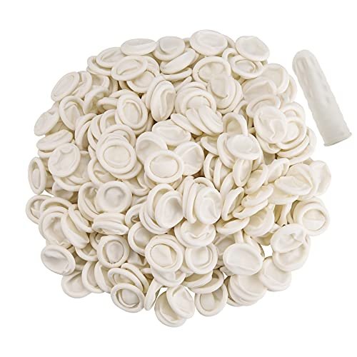 BTYMS 400 Latex-Fingerlinge Medium – Einweg-Fingerspitzenhandschuhe, Antistatisch, Milchweiß