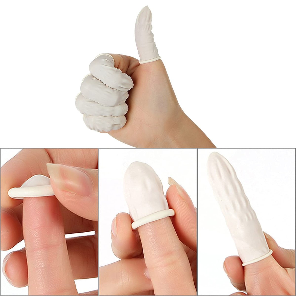 BTYMS 400 Latex-Fingerlinge Medium – Einweg-Fingerspitzenhandschuhe, Antistatisch, Milchweiß