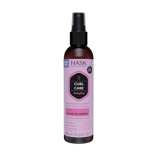 HASK CURL CARE 5-in-1 Leave-In Spray Conditioner für Lockiges Haar, Vegane Formel, Tierversuchsfrei, Farbsicher, Glutenfrei, Sulfatfrei, Parabenfrei (177 ml)