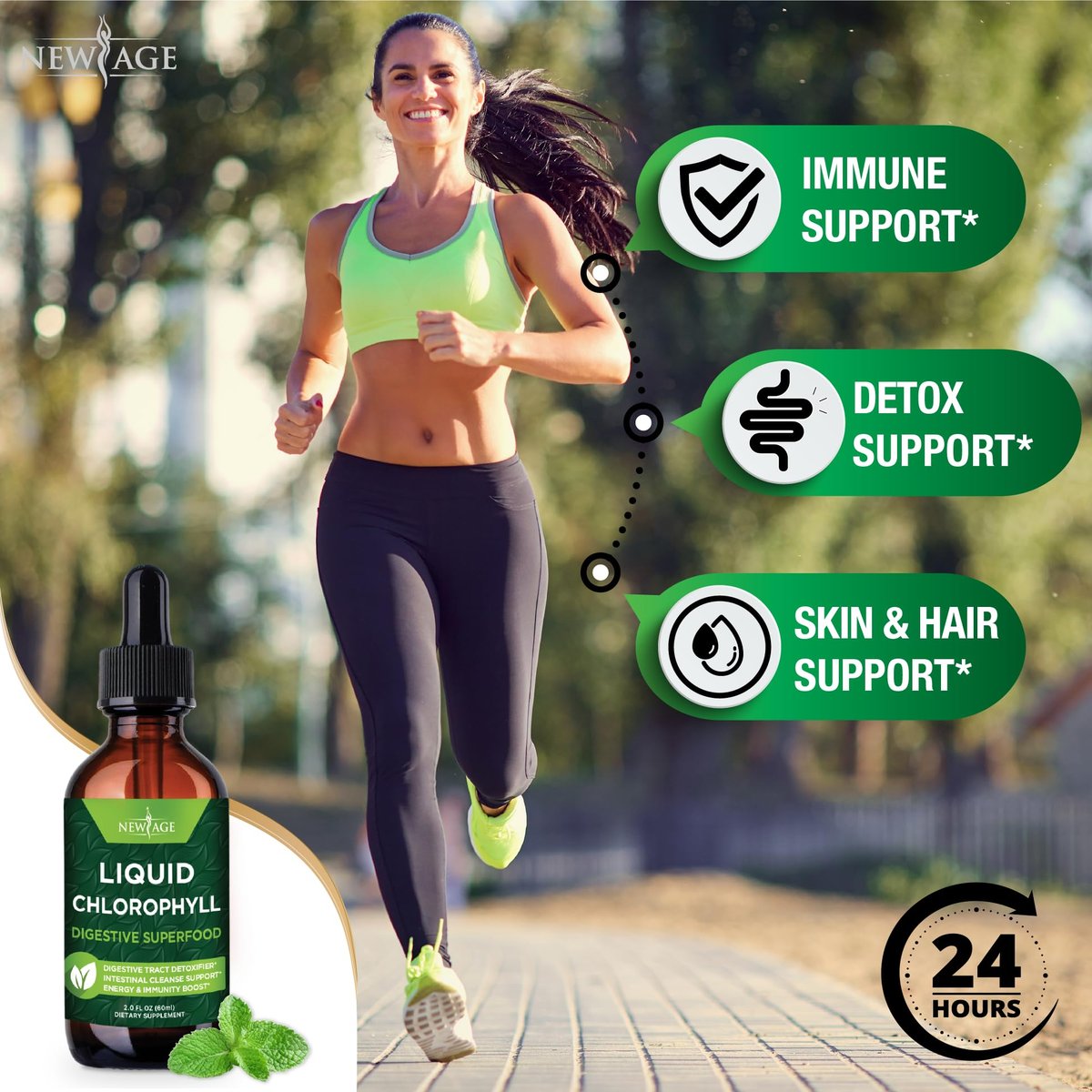 NEW AGE Chlorophyll Flüssigtropfen – Natürliches Konzentrat für Energie, Verdauung & Immunsystem – 60 ml