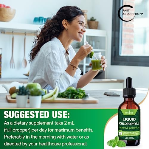 NEW AGE Chlorophyll Flüssigtropfen – Natürliches Konzentrat für Energie, Verdauung & Immunsystem – 60 ml
