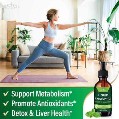 NEW AGE Chlorophyll Flüssigtropfen – Natürliches Konzentrat für Energie, Verdauung & Immunsystem – 60 ml