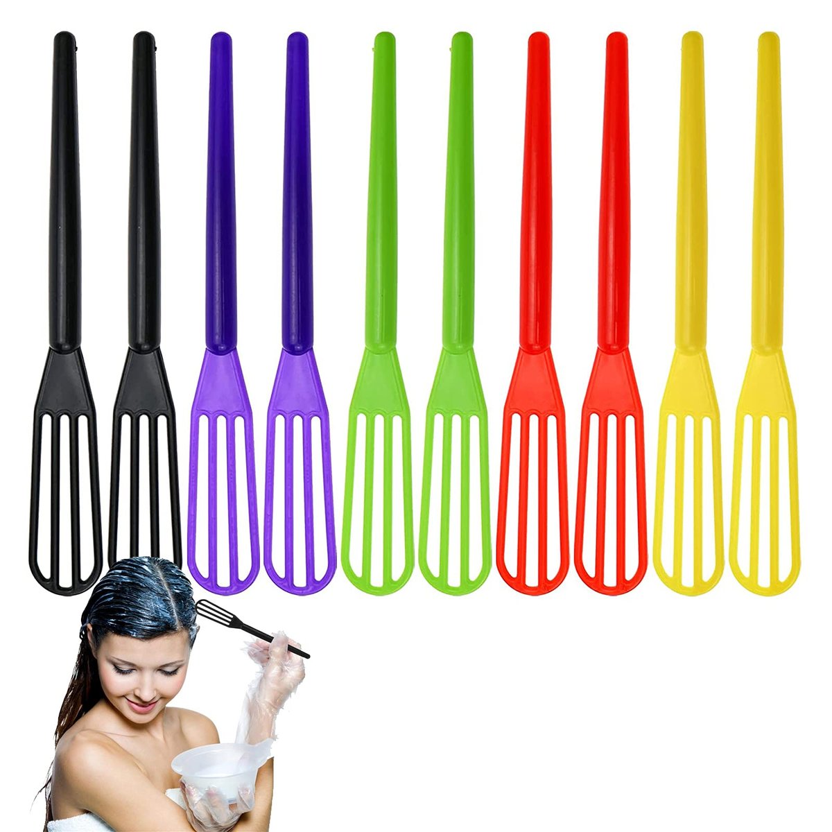 DIYstore 10er-Pack Plastik-Haarfarben-Mischer, Haarfarben-Quirle, Creme-Mixer, Farbspatel für den professionellen Einsatz zu Hause, im Barber-Shop oder Salon