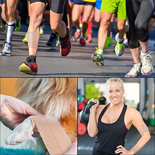 Nuanchu 2 Rollen elastische Klebebinde – Flexibler Stretch-Bandage für Sport, Knöchel, Knie, Handgelenk, Haustiere und Pferde (5 cm breit, apricot)