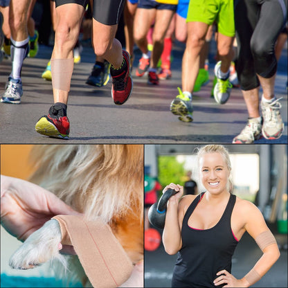 Nuanchu 2 Rollen elastische Klebebinde – Flexibler Stretch-Bandage für Sport, Knöchel, Knie, Handgelenk, Haustiere und Pferde (5 cm breit, apricot)