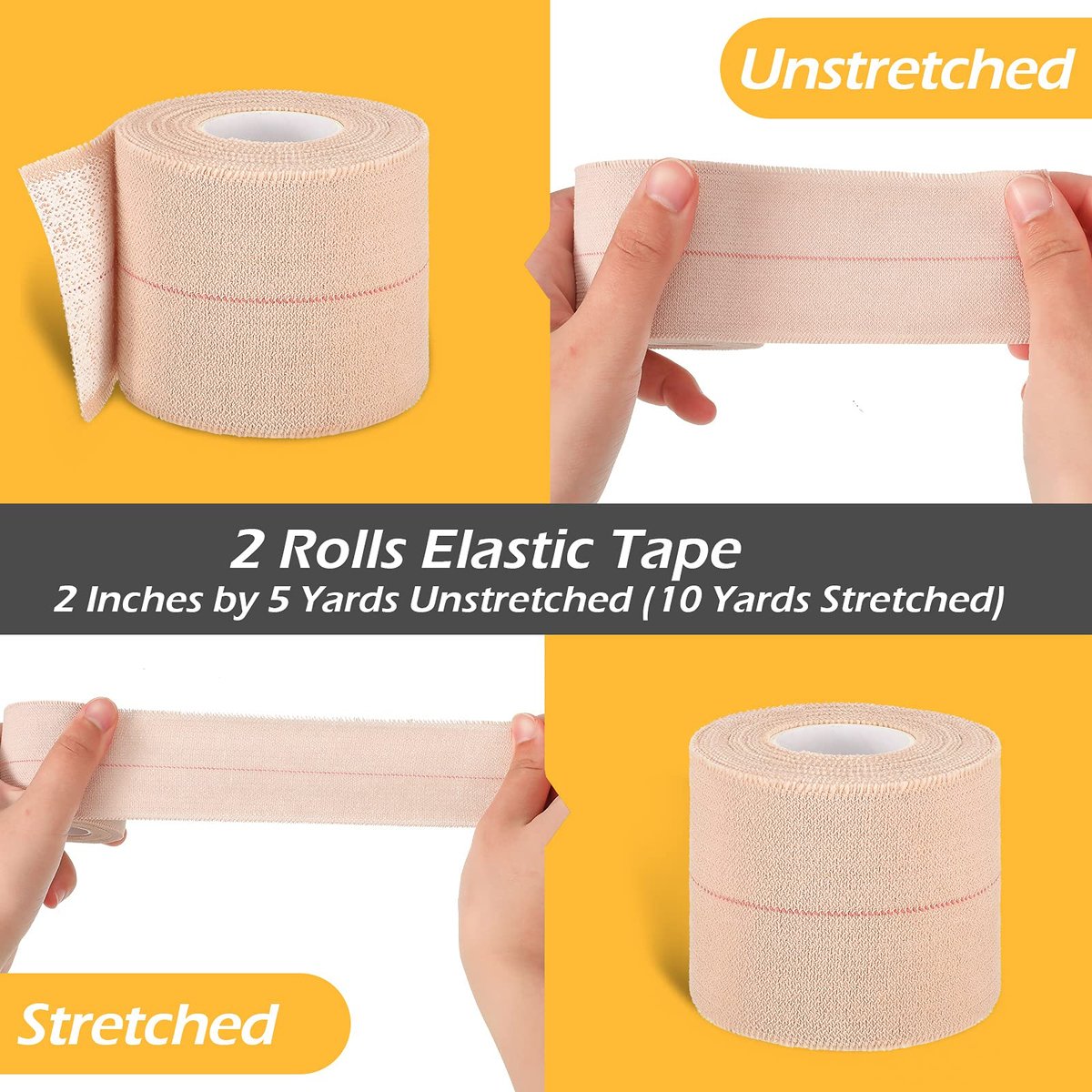 Nuanchu 2 Rollen elastische Klebebinde – Flexibler Stretch-Bandage für Sport, Knöchel, Knie, Handgelenk, Haustiere und Pferde (5 cm breit, apricot)