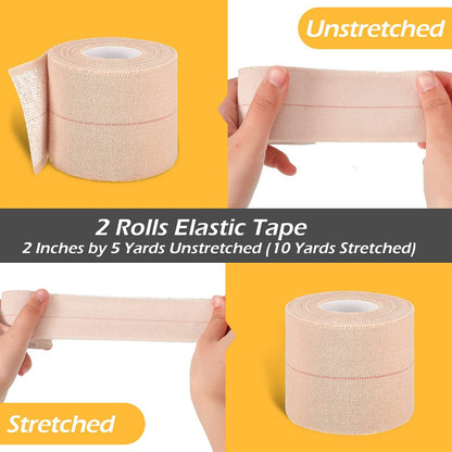 Nuanchu 2 Rollen elastische Klebebinde – Flexibler Stretch-Bandage für Sport, Knöchel, Knie, Handgelenk, Haustiere und Pferde (5 cm breit, apricot)