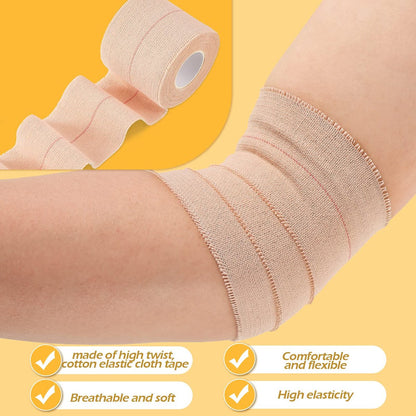 Nuanchu 2 Rollen elastische Klebebinde – Flexibler Stretch-Bandage für Sport, Knöchel, Knie, Handgelenk, Haustiere und Pferde (5 cm breit, apricot)