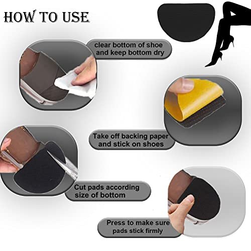 Rutschfeste Schuhsohlen-Pads für High Heels, selbstklebende Anti-Rutsch-Schuh-Griffe (Schwarz, 4 Paare)