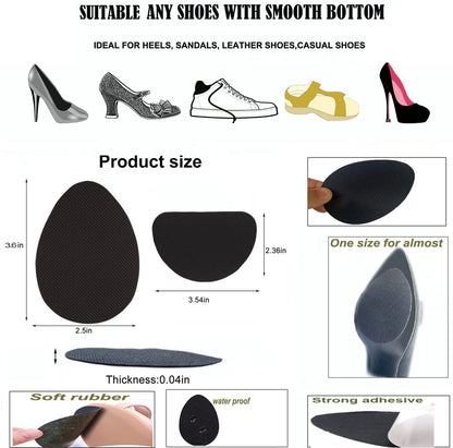 Rutschfeste Schuhsohlen-Pads für High Heels, selbstklebende Anti-Rutsch-Schuh-Griffe (Schwarz, 4 Paare)