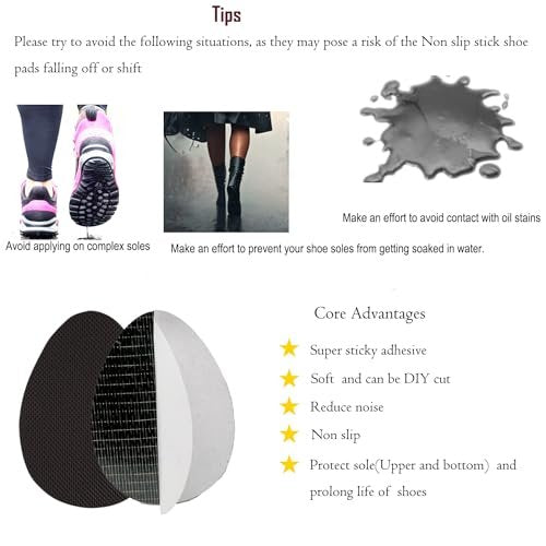 Rutschfeste Schuhsohlen-Pads für High Heels, selbstklebende Anti-Rutsch-Schuh-Griffe (Schwarz, 4 Paare)