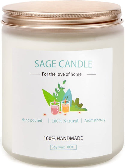 Salbei-Kerze zur Hausreinigung – 8Oz 45 Std Sojawachs Salbei-Duftkerzen für Zuhause, Energie-Reinigung, Vertreibung negativer Energie, Reinigung und Heilung, Geschenk für Frauen
