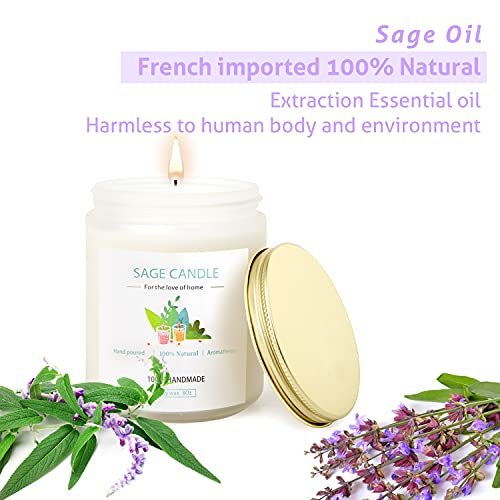 Salbei-Kerze zur Hausreinigung – 8Oz 45 Std Sojawachs Salbei-Duftkerzen für Zuhause, Energie-Reinigung, Vertreibung negativer Energie, Reinigung und Heilung, Geschenk für Frauen