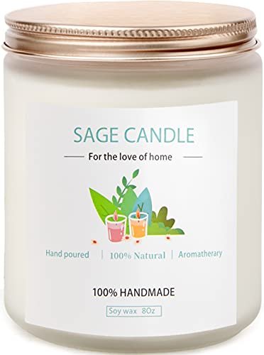 Salbei-Kerze zur Hausreinigung – 8Oz 45 Std Sojawachs Salbei-Duftkerzen für Zuhause, Energie-Reinigung, Vertreibung negativer Energie, Reinigung und Heilung, Geschenk für Frauen