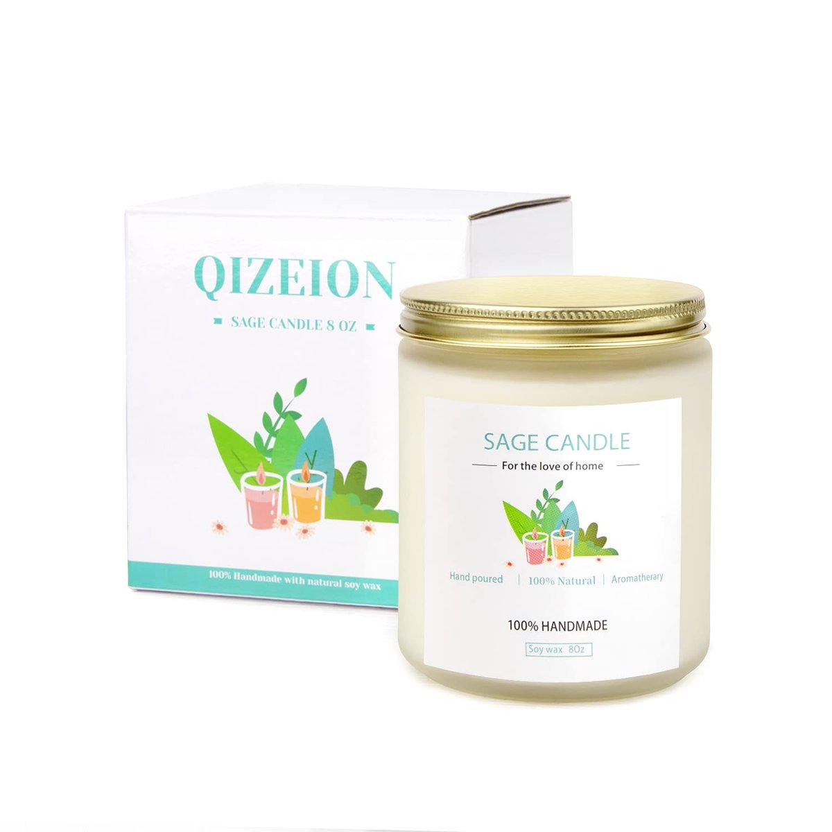 Salbei-Kerze zur Hausreinigung – 8Oz 45 Std Sojawachs Salbei-Duftkerzen für Zuhause, Energie-Reinigung, Vertreibung negativer Energie, Reinigung und Heilung, Geschenk für Frauen