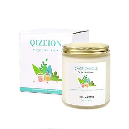 Salbei-Kerze zur Hausreinigung – 8Oz 45 Std Sojawachs Salbei-Duftkerzen für Zuhause, Energie-Reinigung, Vertreibung negativer Energie, Reinigung und Heilung, Geschenk für Frauen