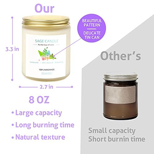 Salbei-Kerze zur Hausreinigung – 8Oz 45 Std Sojawachs Salbei-Duftkerzen für Zuhause, Energie-Reinigung, Vertreibung negativer Energie, Reinigung und Heilung, Geschenk für Frauen