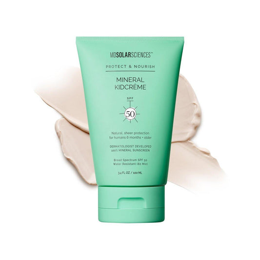 MDSolarSciences Mineral KidCrème SPF 50 – Sanfte Breitband-Kindersonnencreme mit Zinkoxid & Squalan, wasserresistent, ohne weißen Schimmer, für empfindliche Haut, parfümfrei (100 ml)