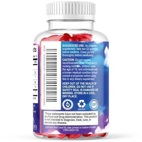 Melatonin Schlafgummis – 12 mg pro Portion – Extra starke Schlafunterstützung – Vegane Gummis für Erwachsene – Beerengeschmack – 60 Gummis