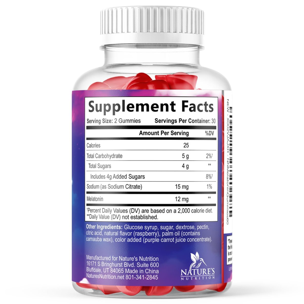 Melatonin Schlafgummis – 12 mg pro Portion – Extra starke Schlafunterstützung – Vegane Gummis für Erwachsene – Beerengeschmack – 60 Gummis