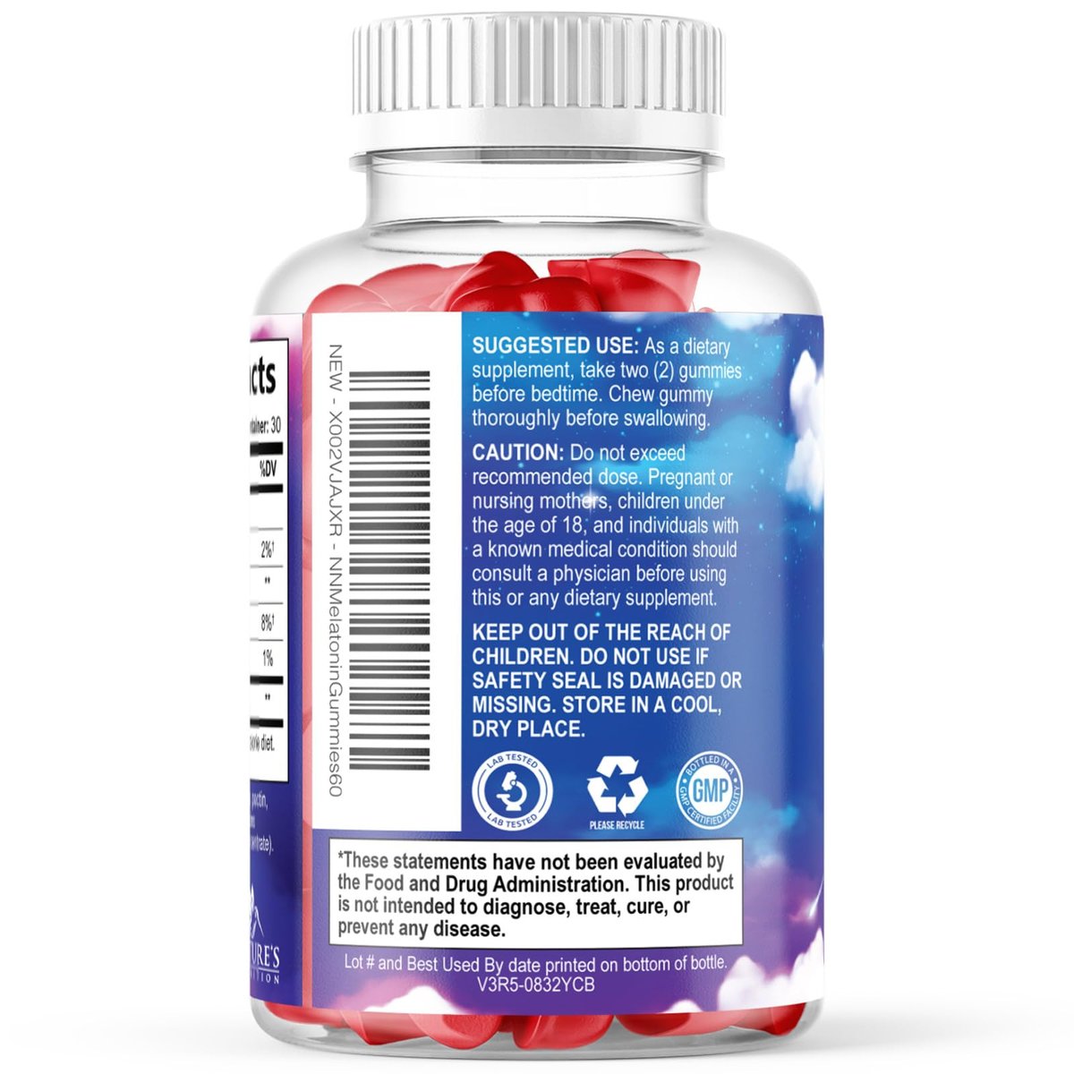 Melatonin Schlafgummis – 12 mg pro Portion – Extra starke Schlafunterstützung – Vegane Gummis für Erwachsene – Beerengeschmack – 60 Gummis