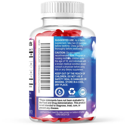 Melatonin Schlafgummis – 12 mg pro Portion – Extra starke Schlafunterstützung – Vegane Gummis für Erwachsene – Beerengeschmack – 60 Gummis