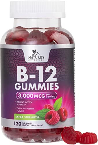 Vitamin B12 Gummis - 3000 mcg pro Portion Extra Stärke Energie B 12 Gummibärchen für Stoffwechsel & Immununterstützung - Kaubare Nahrungsergänzungsmittel B-12, Natürliche Koffeinfreie Gummis, Beerengeschmack - 120 Gummis