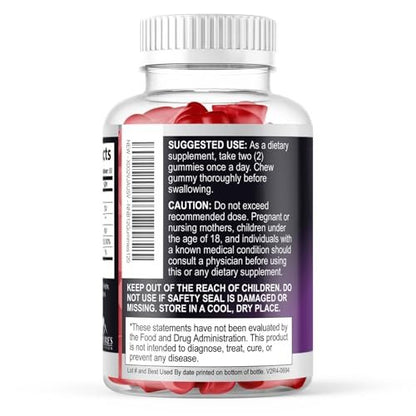 Vitamin B12 Gummis - 3000 mcg pro Portion Extra Stärke Energie B 12 Gummibärchen für Stoffwechsel & Immununterstützung - Kaubare Nahrungsergänzungsmittel B-12, Natürliche Koffeinfreie Gummis, Beerengeschmack - 120 Gummis
