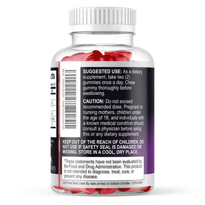 Vitamin B12 Gummis - 3000 mcg pro Portion Extra Stärke Energie B 12 Gummibärchen für Stoffwechsel & Immununterstützung - Kaubare Nahrungsergänzungsmittel B-12, Natürliche Koffeinfreie Gummis, Beerengeschmack - 120 Gummis
