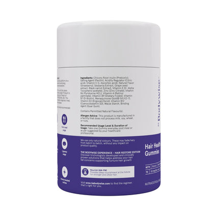 Be Bodywise Biotin Haarwuchs Gummibärchen für Frauen I Zuckerfrei I Haare Haut und Nägel Vitamine I Biotin, Zink, Folsäure, Vitamin C, Keratin & Multivitamin I 100% Vegan, Glutenfrei I 60 Tage Vorrat