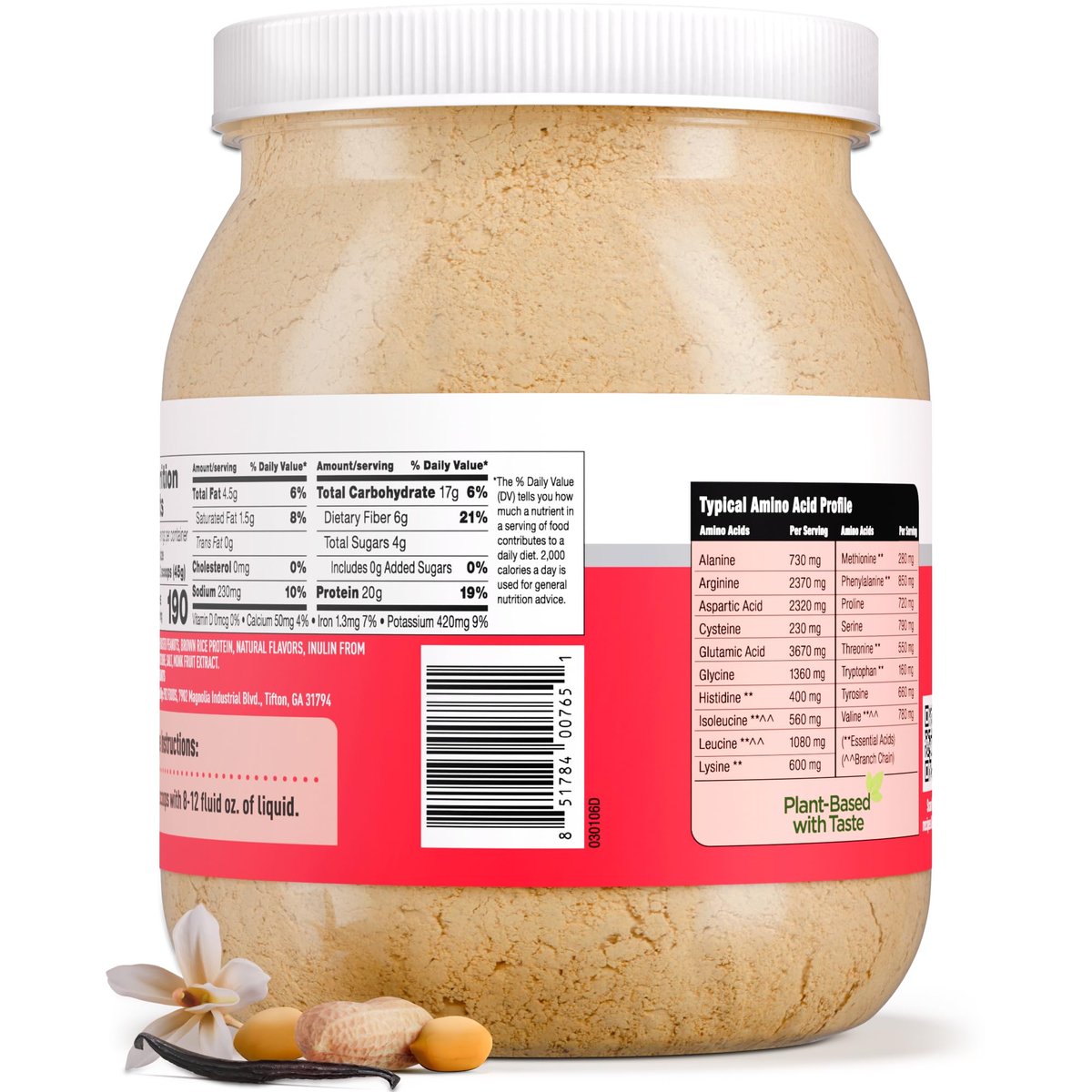 PB2 Performance Erdnuss-Pflanzliches Proteinpulver mit Madagaskar Vanille | 20g vollständiges Protein, ohne Zuckerzusatz, präbiotische Ballaststoffe | vegan, non-GMO, glutenfrei (2LB)