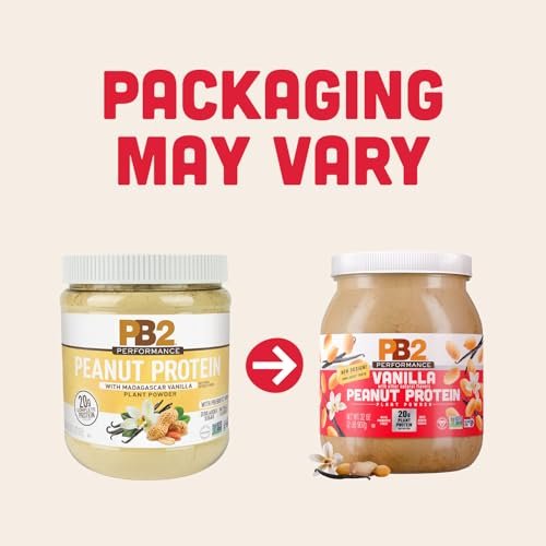 PB2 Performance Erdnuss-Pflanzliches Proteinpulver mit Madagaskar Vanille | 20g vollständiges Protein, ohne Zuckerzusatz, präbiotische Ballaststoffe | vegan, non-GMO, glutenfrei (2LB)
